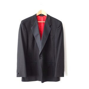Di Mitri Blazer Mens 43L Black Suit Jacket One Button Groom Dress Tailored USA‎